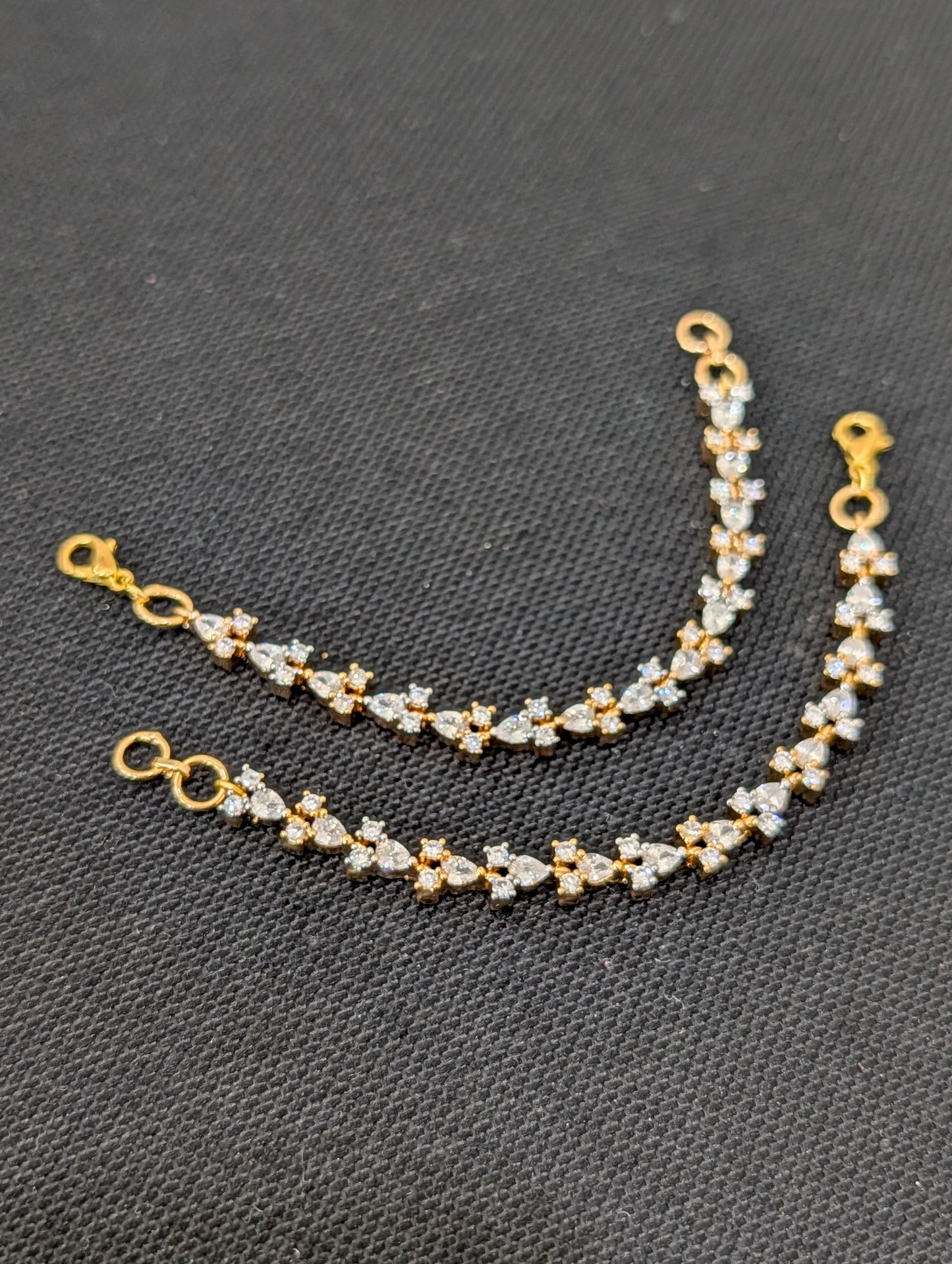 One gram gold plated CZ stone earrings chain / Maata