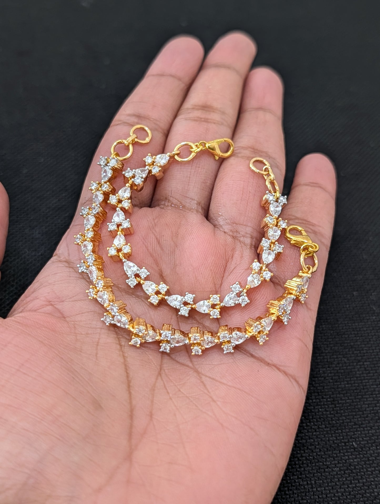 One gram gold plated CZ stone earrings chain / Maata