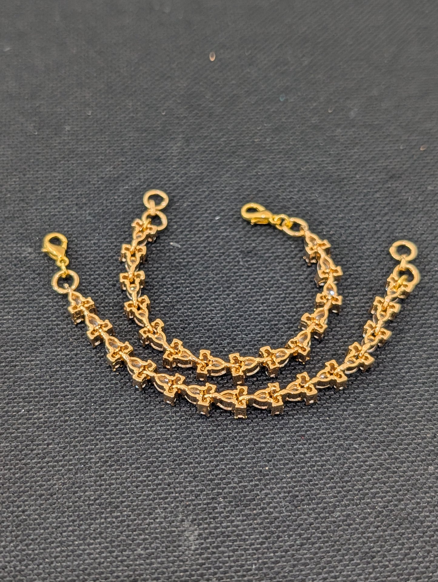 One gram gold plated CZ stone earrings chain / Maata