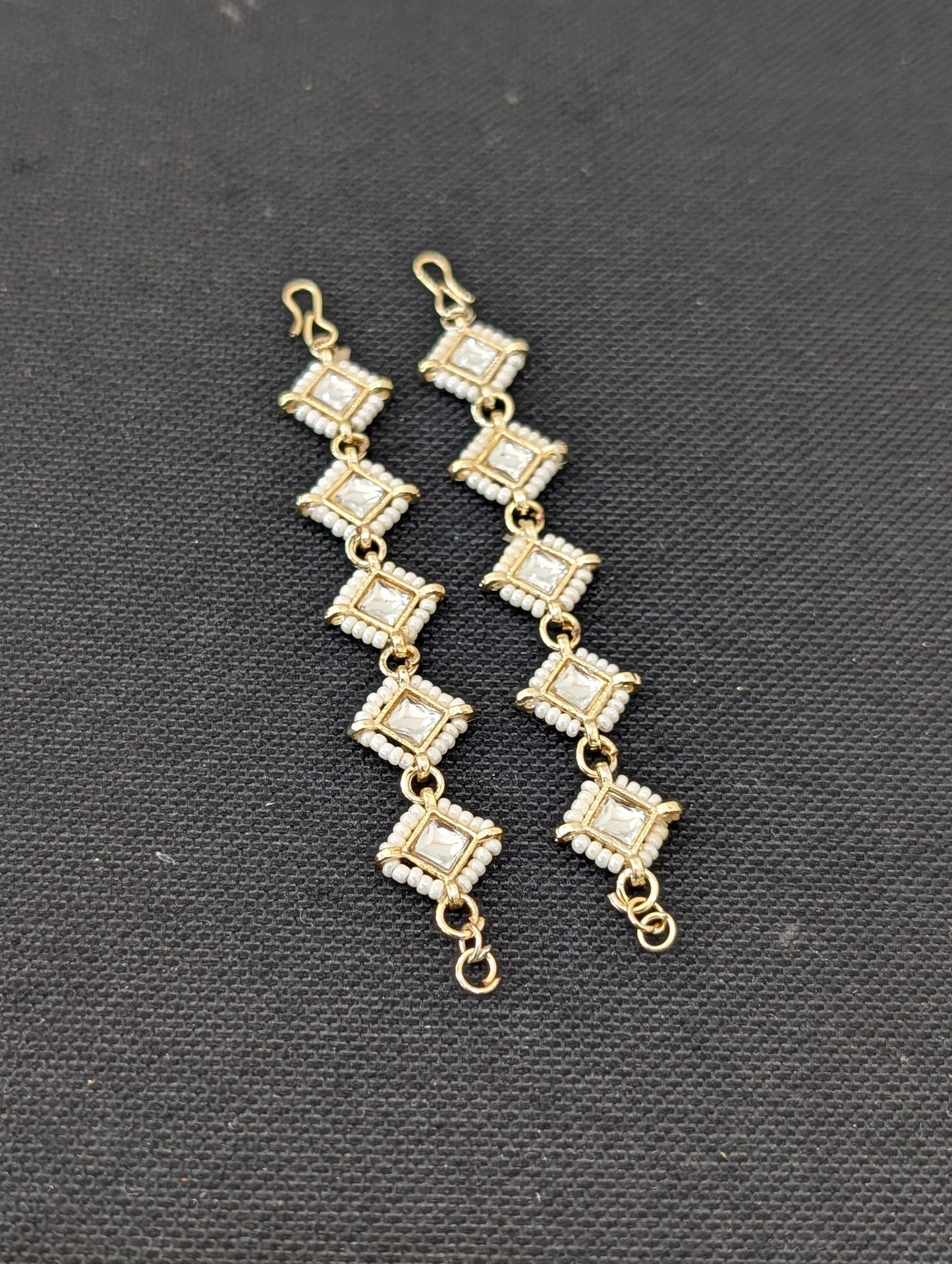 Glass Kundan Earrings chain / Maatal / Kaan Chain - D2