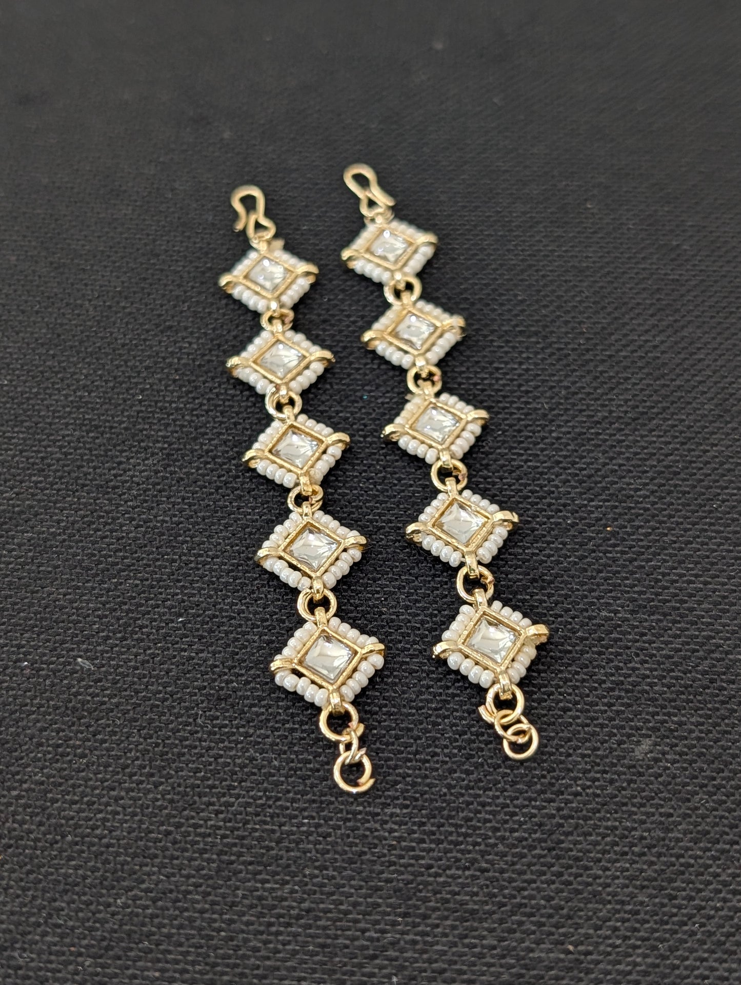 Glass Kundan Earrings chain / Maatal / Kaan Chain - D2