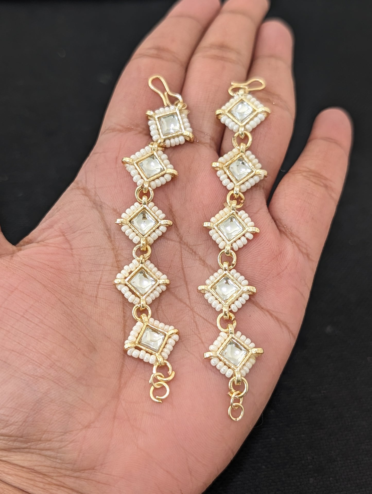 Glass Kundan Earrings chain / Maatal / Kaan Chain - D2