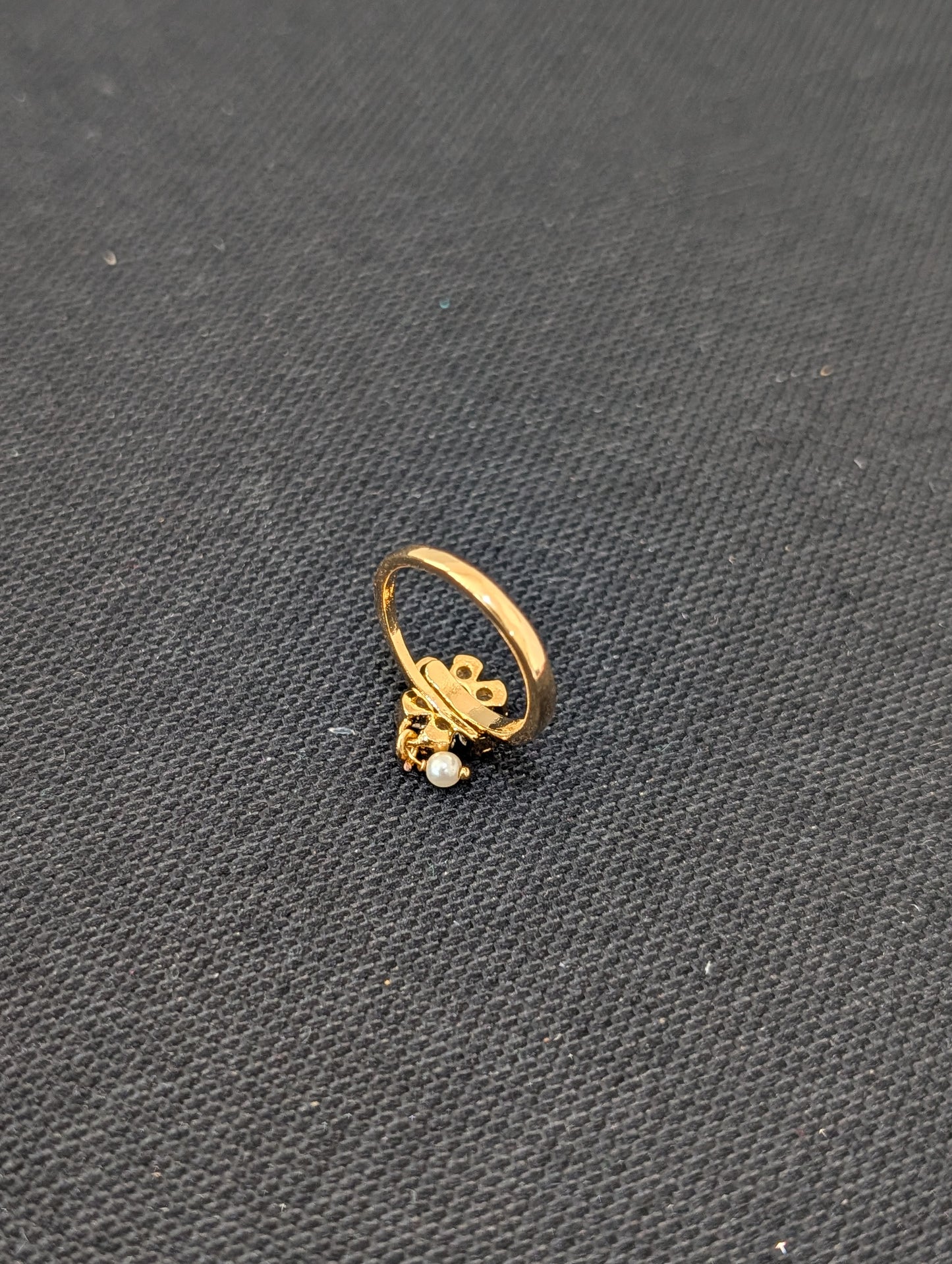 Flower design White CZ Adjustable Finger ring