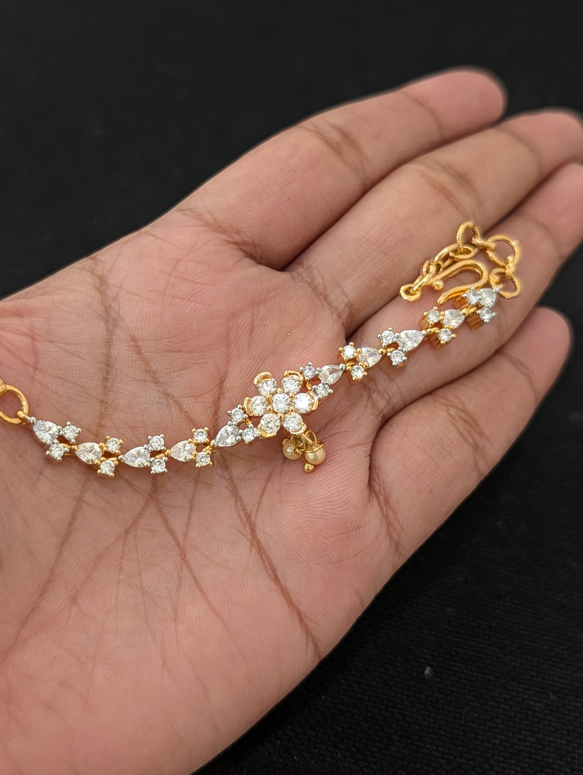 CZ stone One gram Gold plated link chain Bracelet
