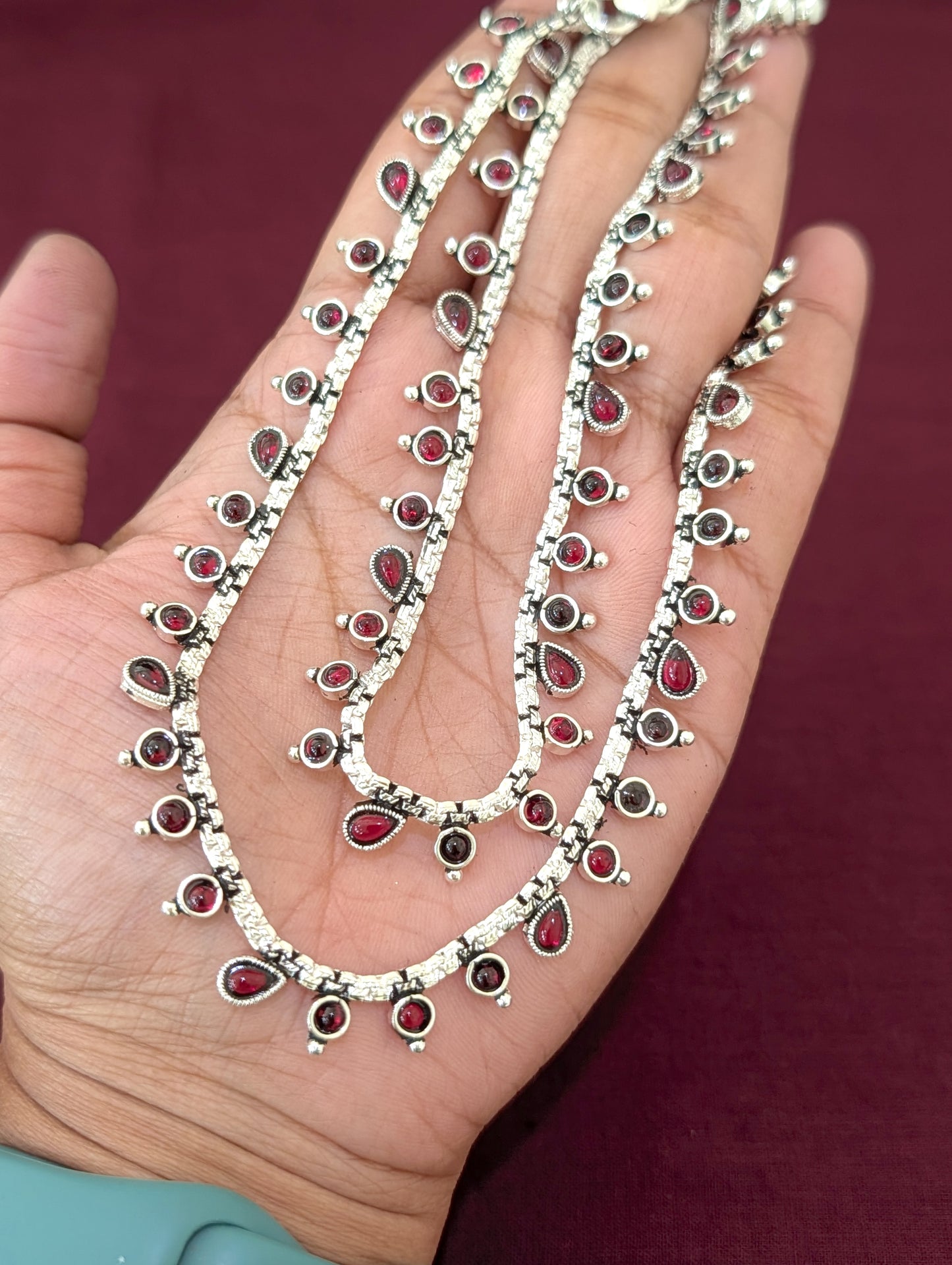 Kemp stone Bright Silver plated Anklets