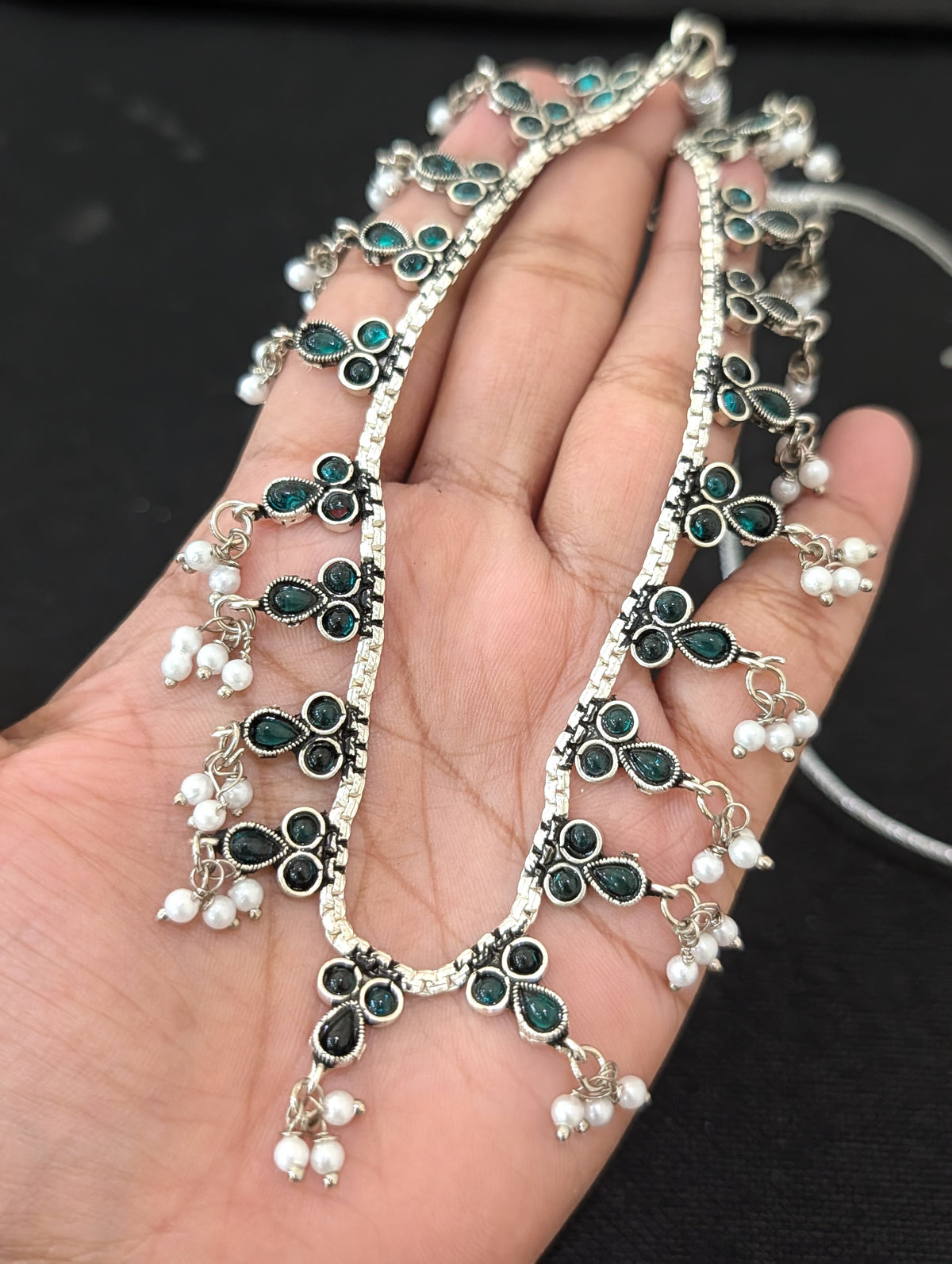 Oxidized silver Kemp Guttapusalu Necklace