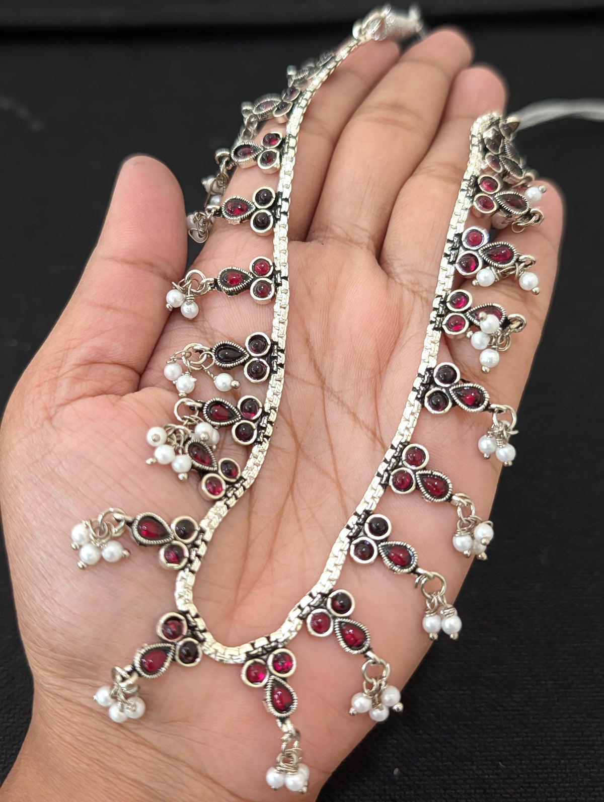 Oxidized silver Kemp Guttapusalu Necklace