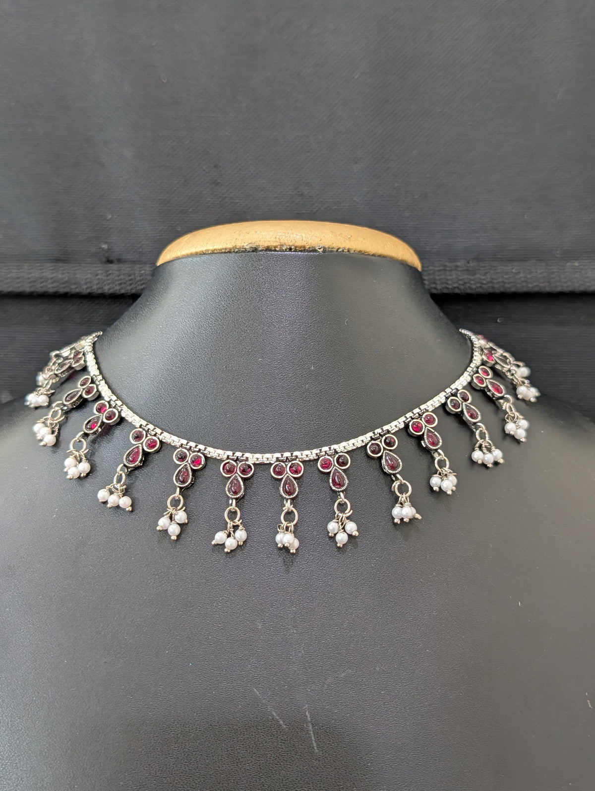 Oxidized silver Kemp Guttapusalu Necklace