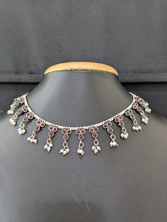 Oxidized silver Kemp Guttapusalu Necklace