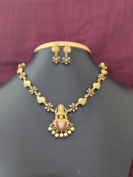 Bright gold plated Lakshmi ji Choker set