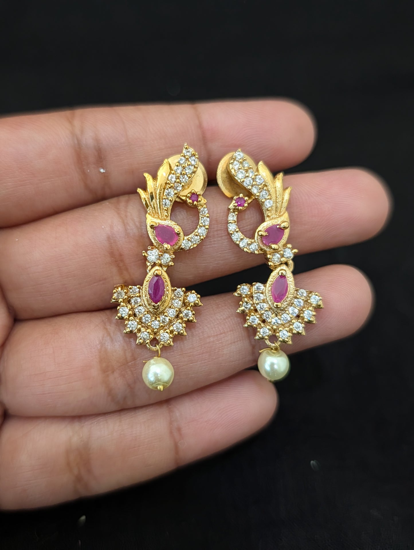 Antique Peacock design CZ Choker Necklace set
