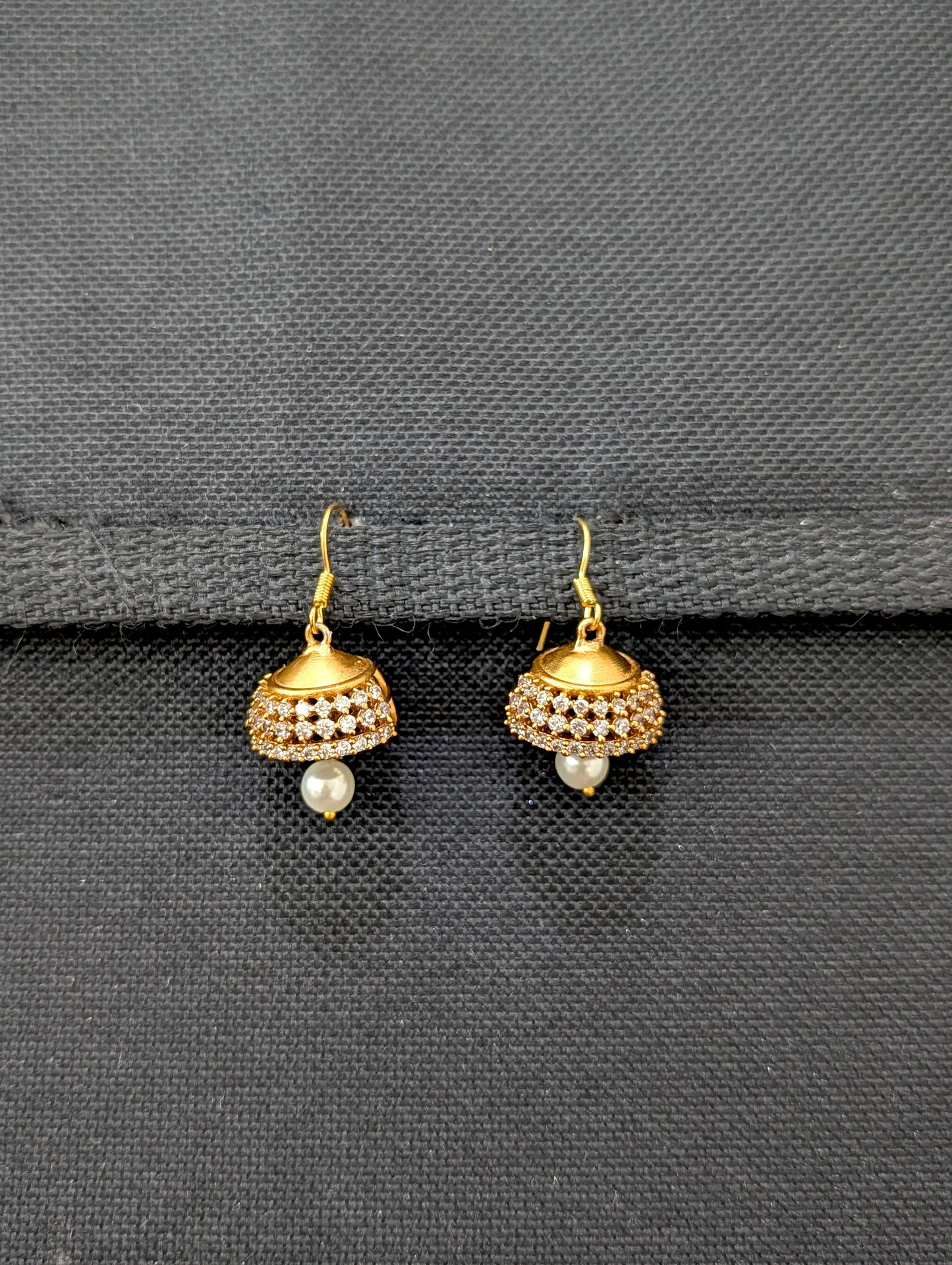 Antique Gold plated hook drop Jhumka Earrings