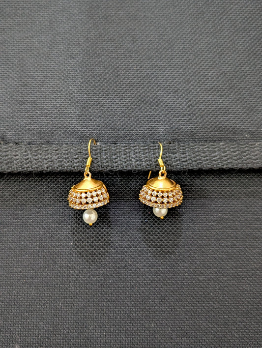 Antique Gold plated hook drop Jhumka Earrings