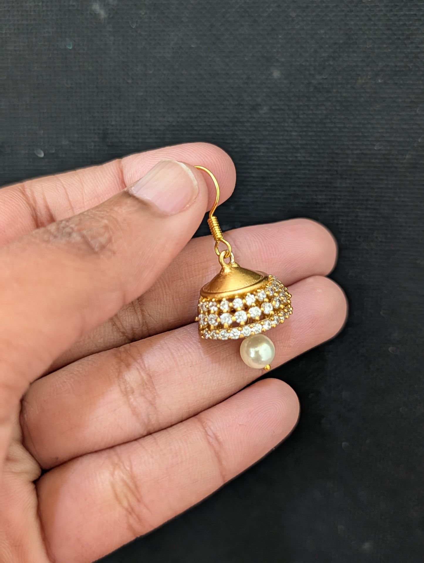 Antique Gold plated hook drop Jhumka Earrings