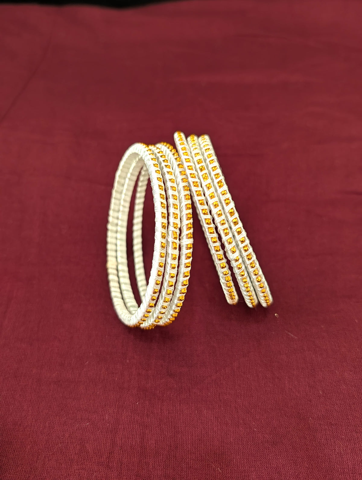 Thread wrapped Glass Bangles - Set of 6 bangles / Half dozen bangles - 2x6 size - Simpliful