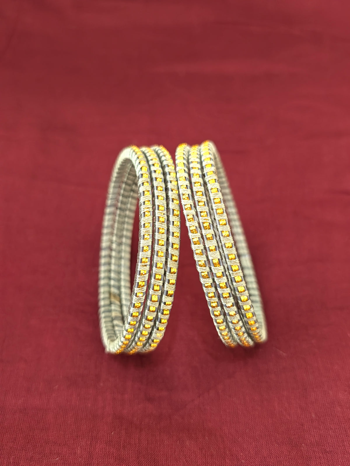 Thread wrapped Glass Bangles - Set of 6 bangles / Half dozen bangles - 2x6 size - Simpliful