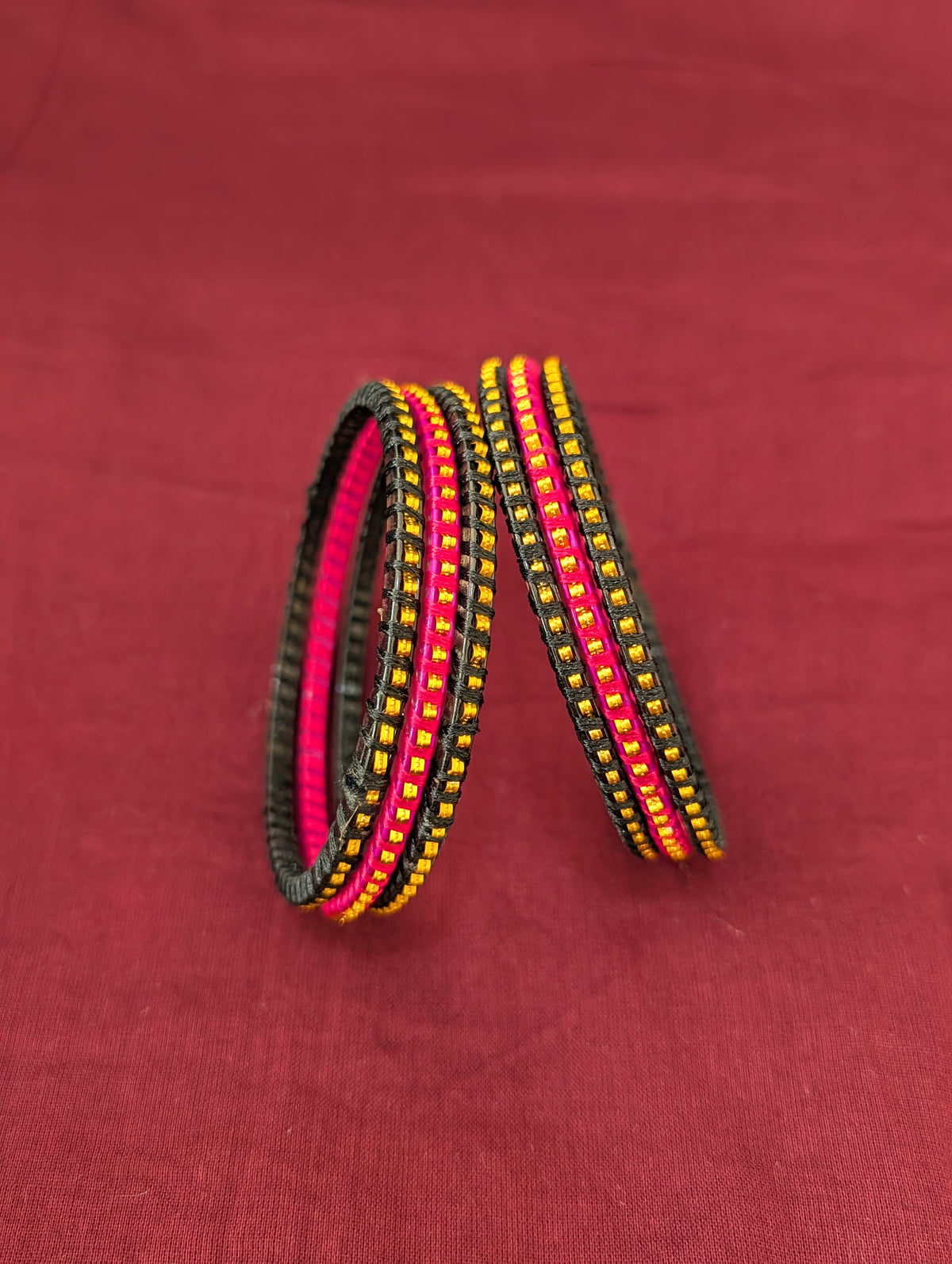 Thread wrapped Glass Bangles - Set of 6 bangles / Half dozen bangles - 2x6 size - Simpliful