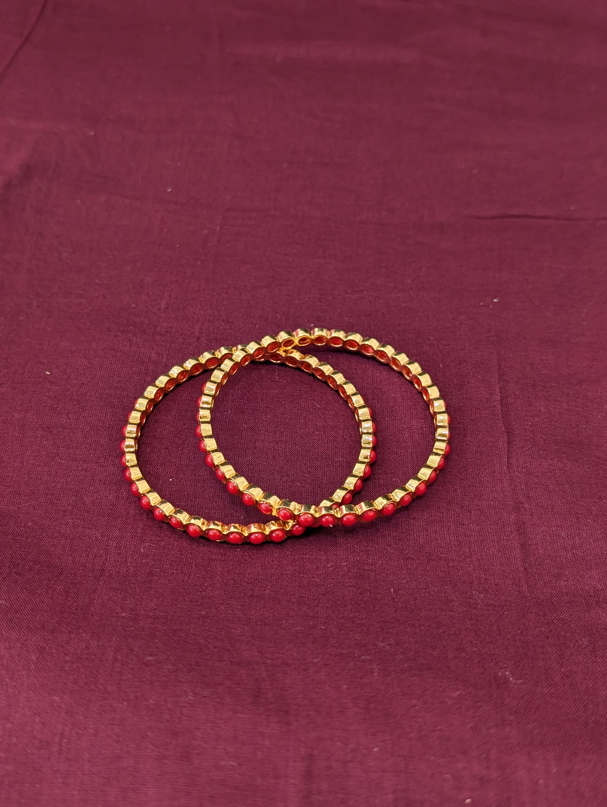 Coral stone pair Bangles - Simpliful