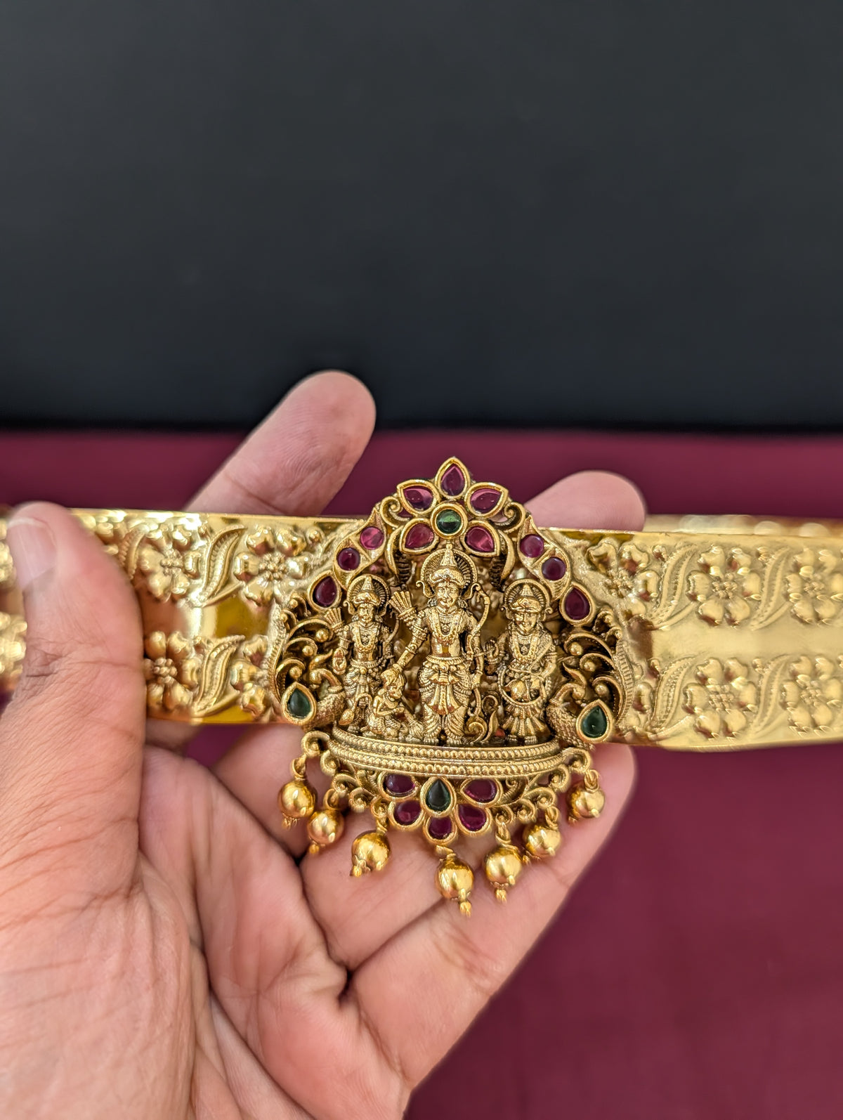Antique Gold plated Kemp Ram Parivaar Hip Chain / Waist Belt / Belly Chain