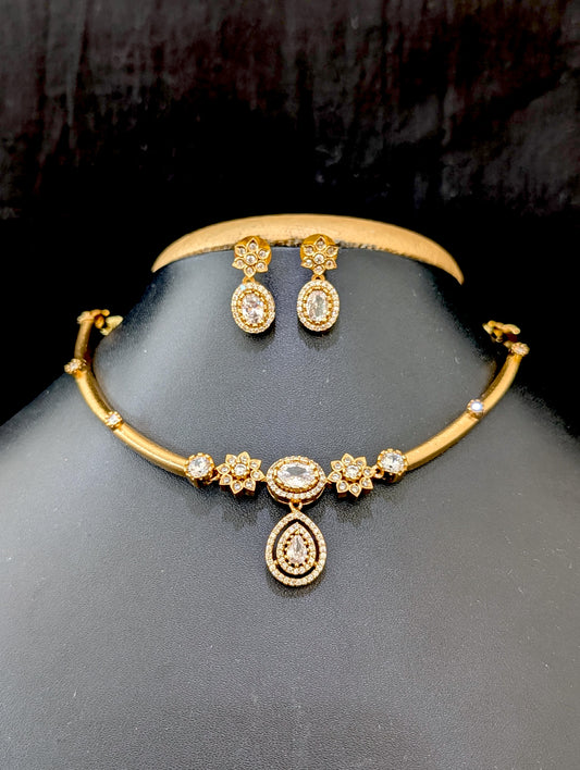 Antique Hasli CZ Choker Stud set - D2 - Simpliful