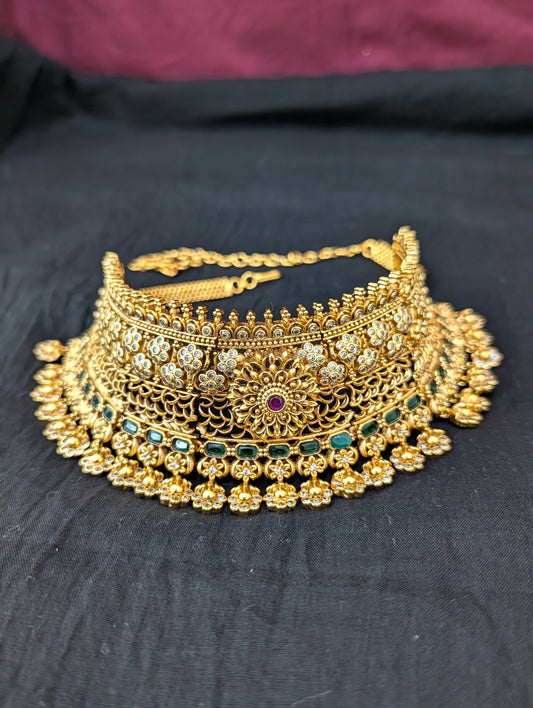 Grand Bridal Broad Choker Large Jhumka set