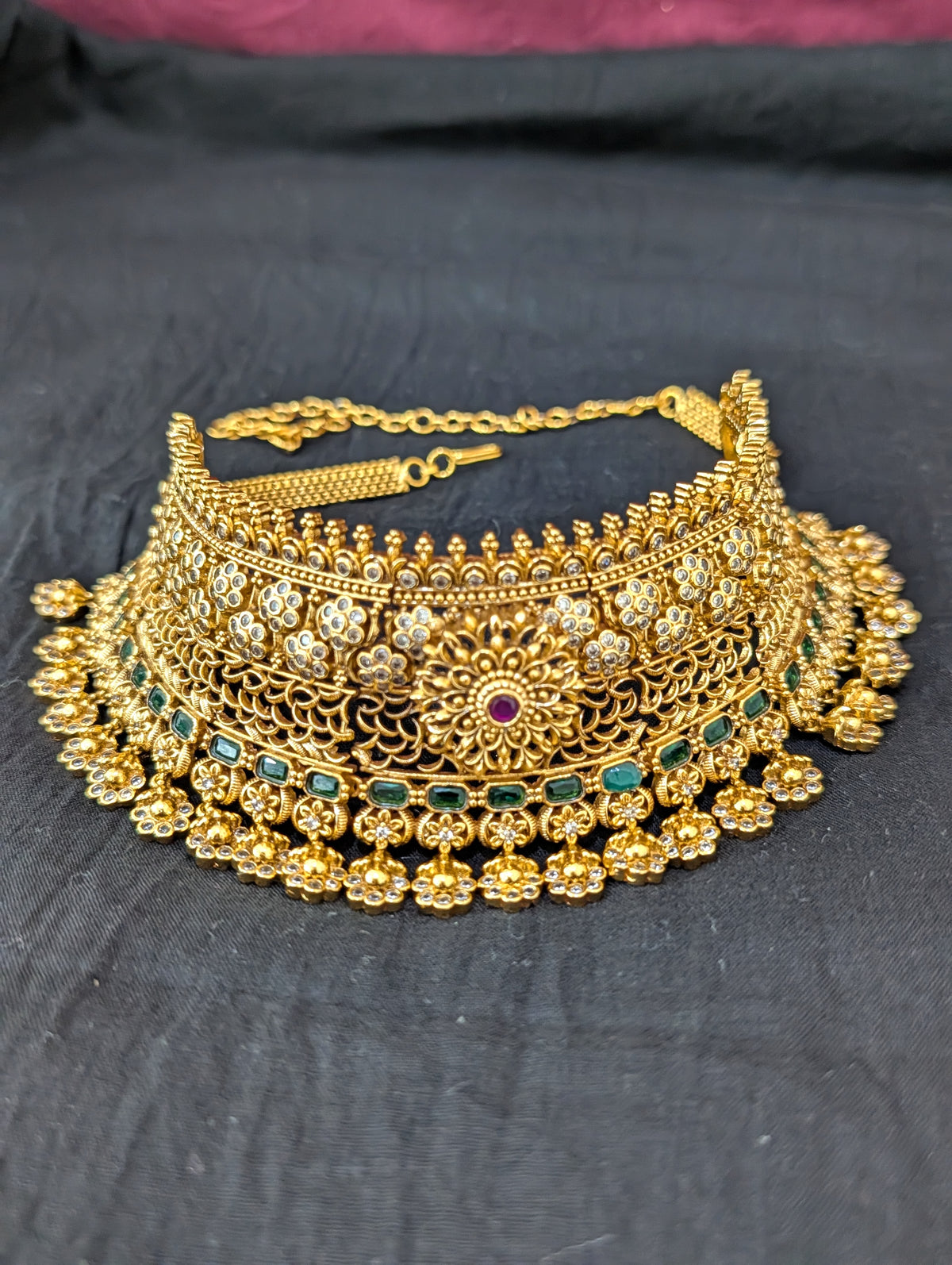 Grand Bridal Broad Choker Large Jhumka set