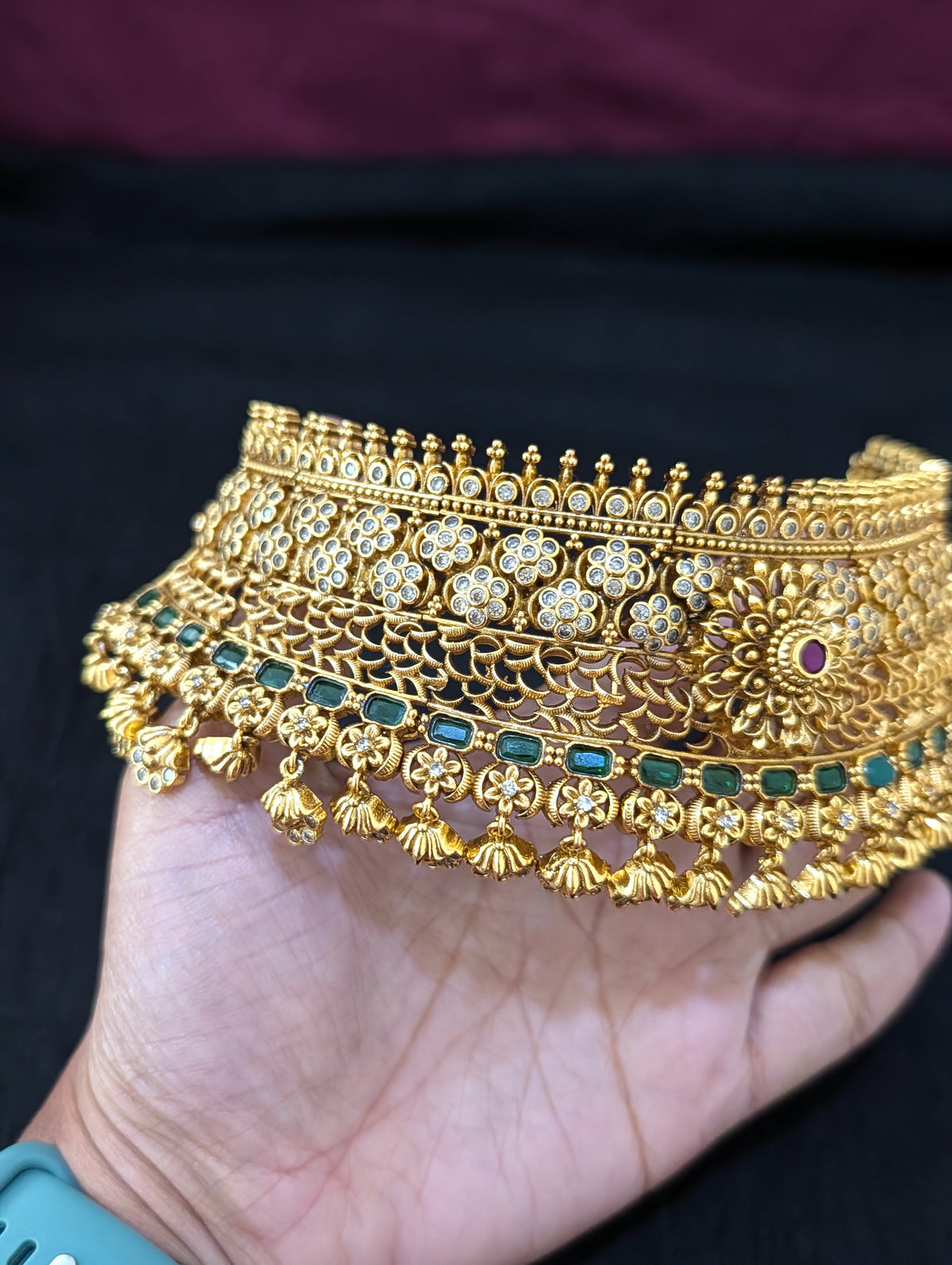 Grand Bridal Broad Choker Large Jhumka set