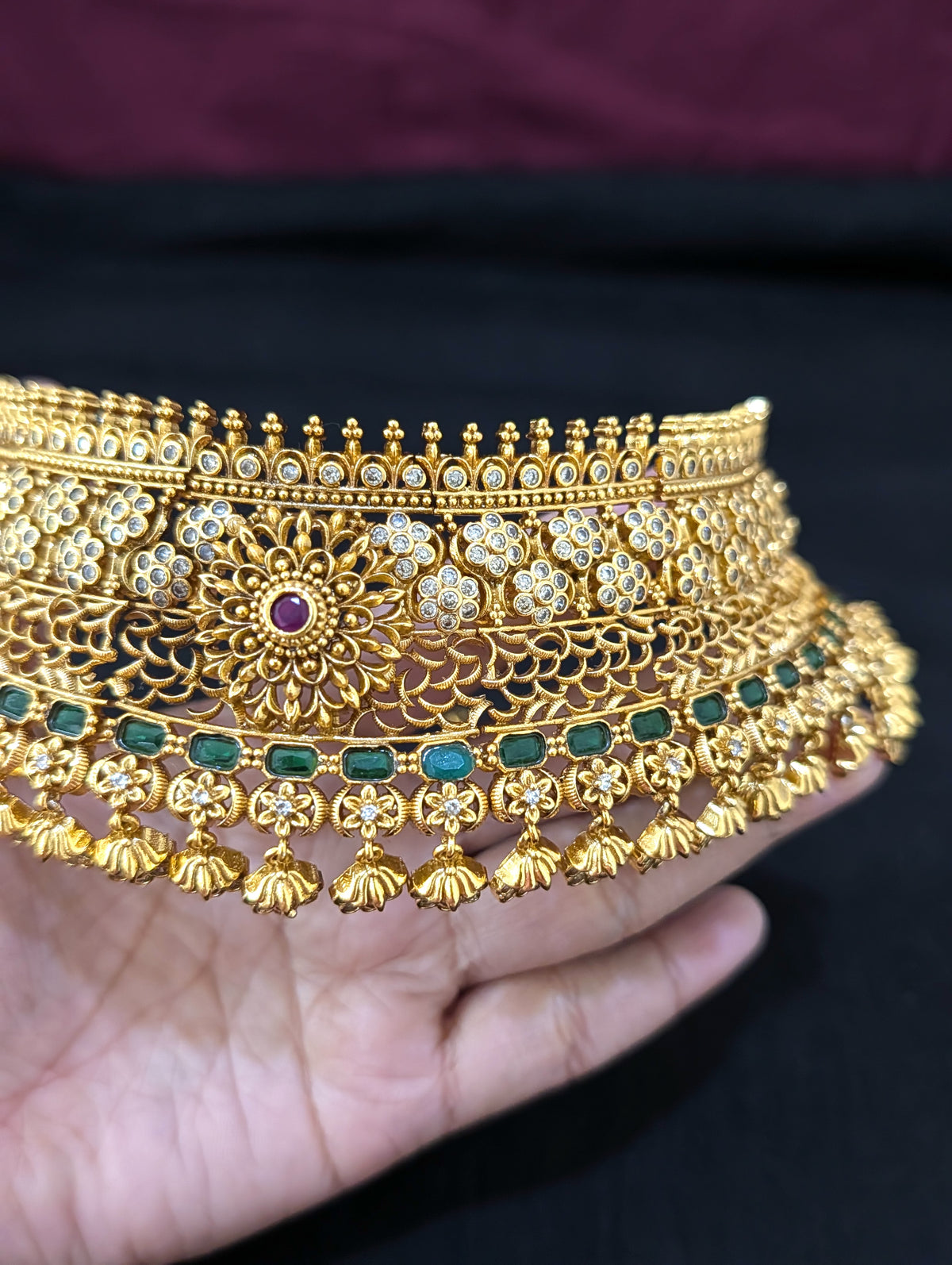 Grand Bridal Broad Choker Large Jhumka set