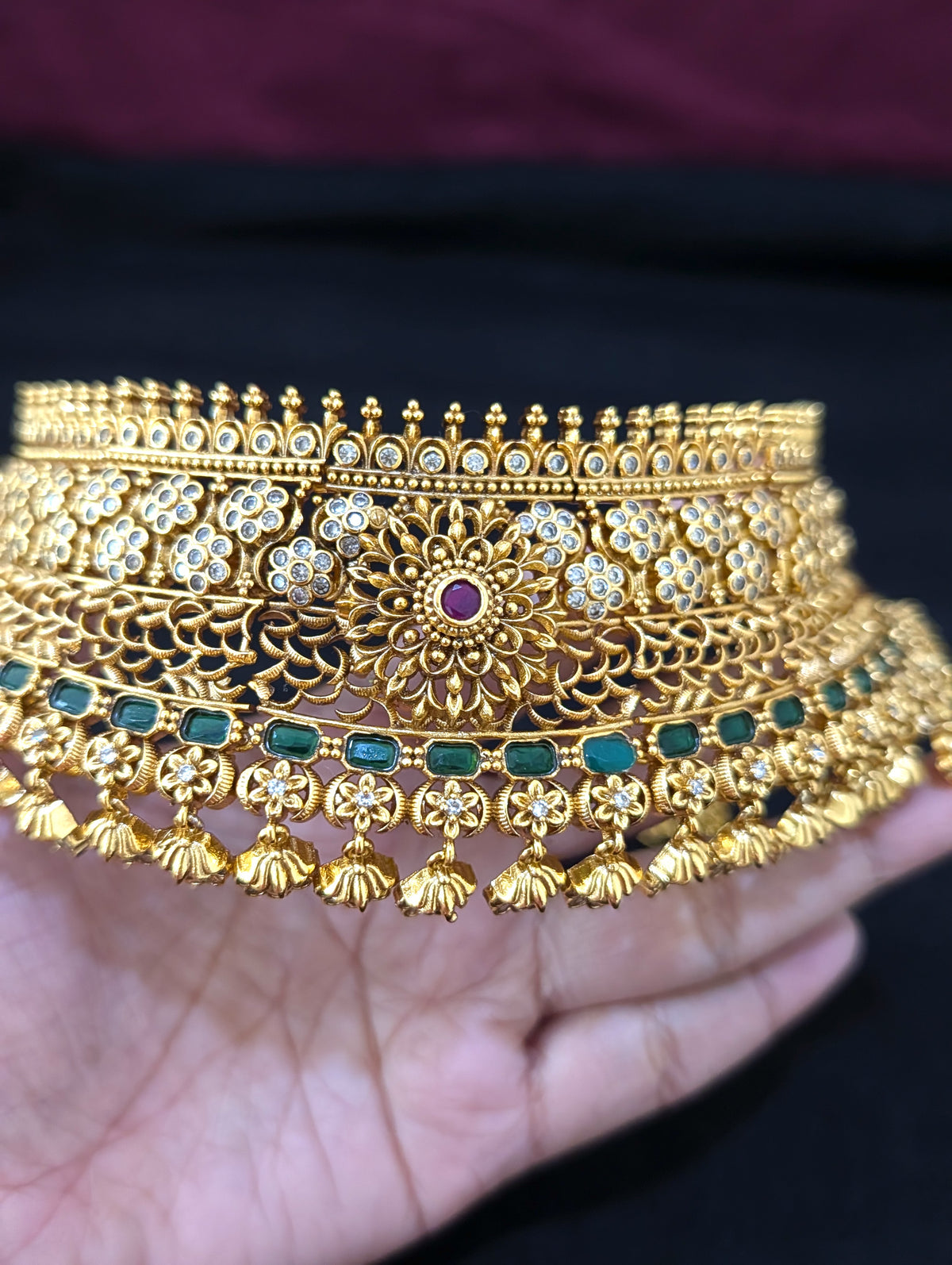 Grand Bridal Broad Choker Large Jhumka set