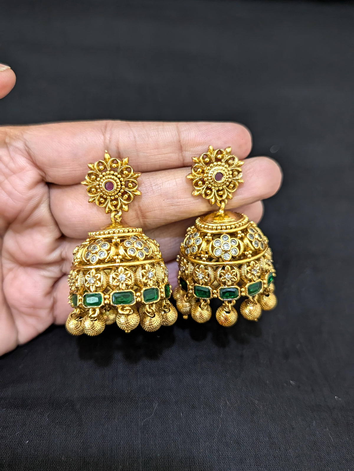 Grand Bridal Broad Choker Large Jhumka set