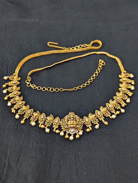 Antique Gold plated Lakshmi ji Bridal Hip Chain / Waist Belt / Belly Chain - D1