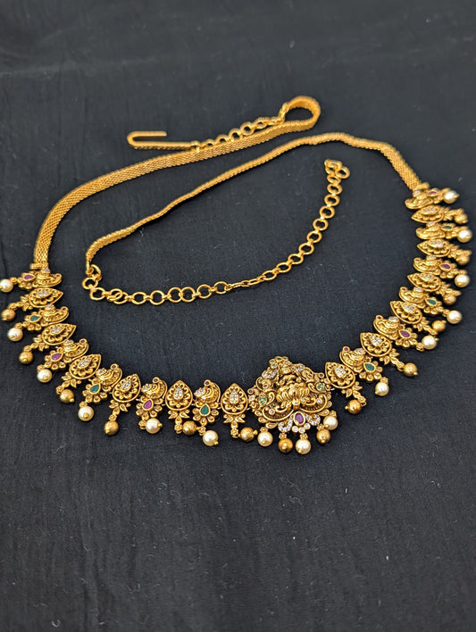 Antique Gold plated Lakshmi ji Bridal Hip Chain / Waist Belt / Belly Chain - D1