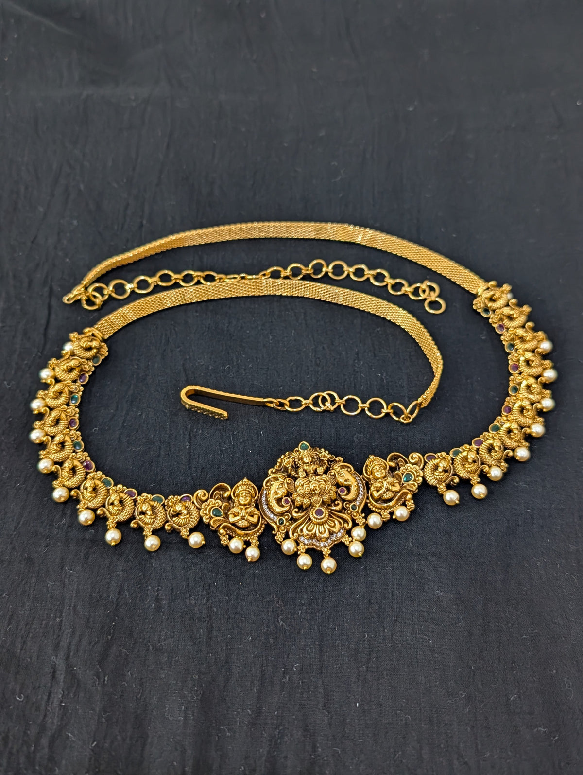 Antique Gold plated Lakshmi ji Bridal Hip Chain / Waist Belt / Belly Chain - D2