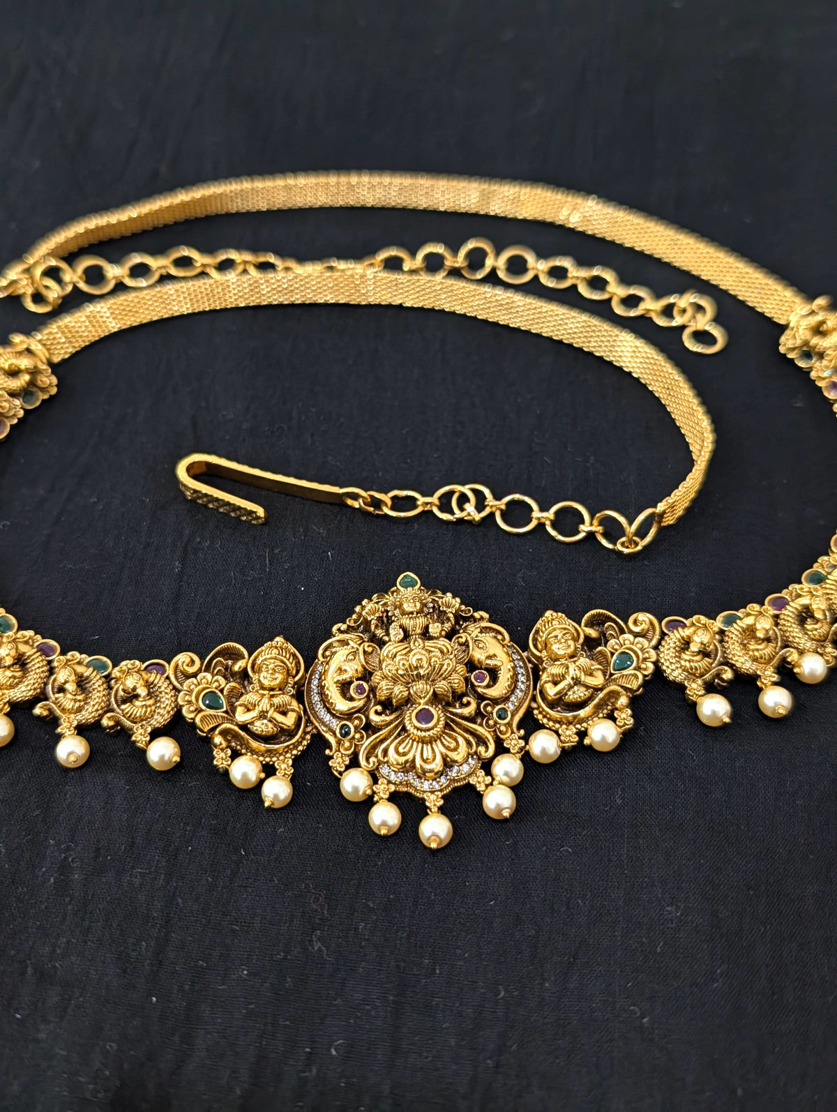 Antique Gold plated Lakshmi ji Bridal Hip Chain / Waist Belt / Belly Chain - D2