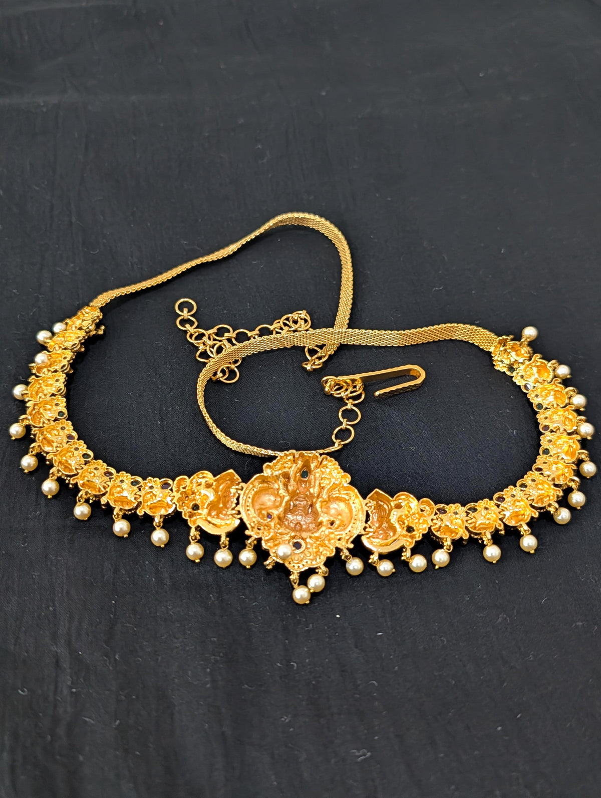 Antique Gold plated Lakshmi ji Bridal Hip Chain / Waist Belt / Belly Chain - D2