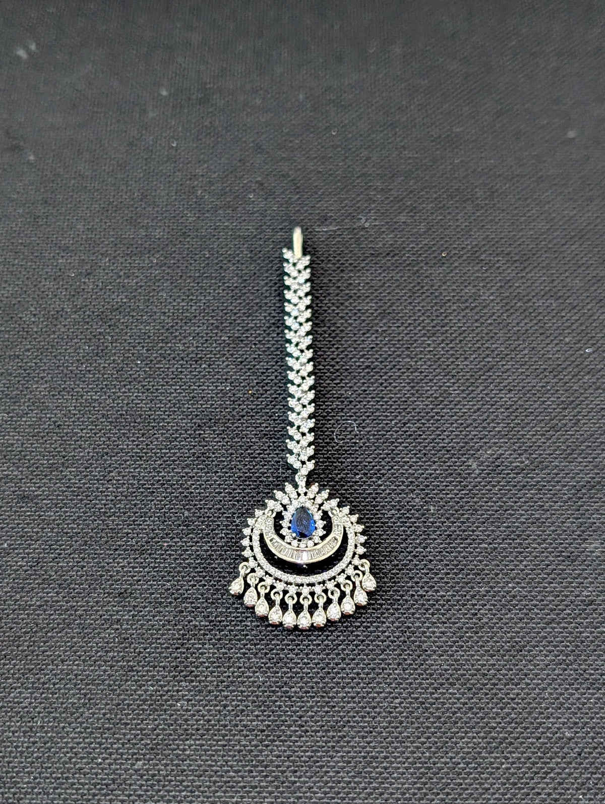 White gold plated CZ Chandbali Tikka