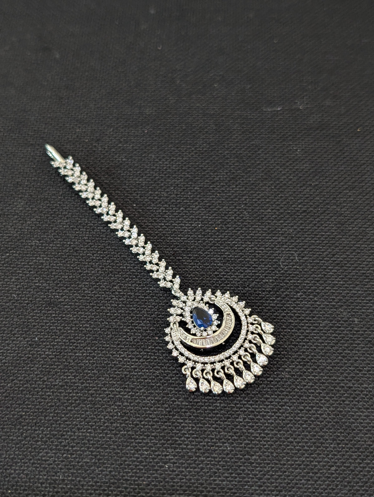 White gold plated CZ Chandbali Tikka
