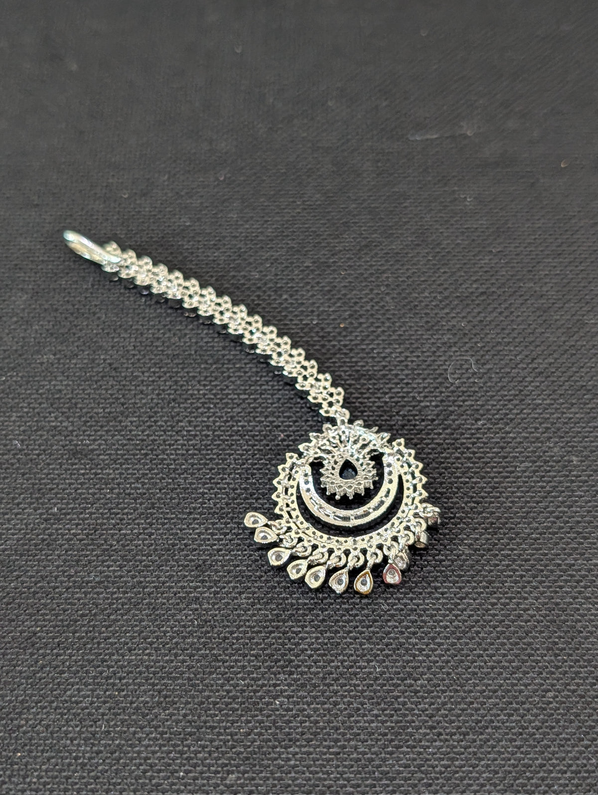 White gold plated CZ Chandbali Tikka