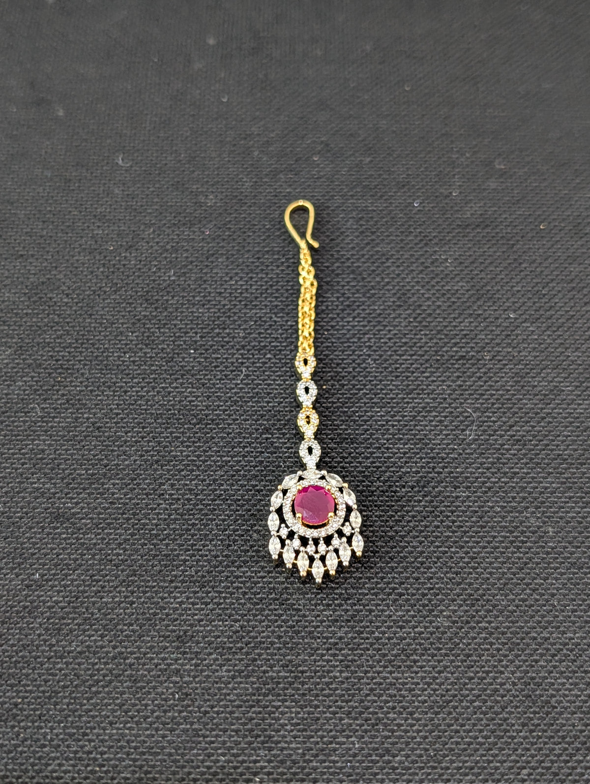Dual tone gold plated CZ Round Tikka