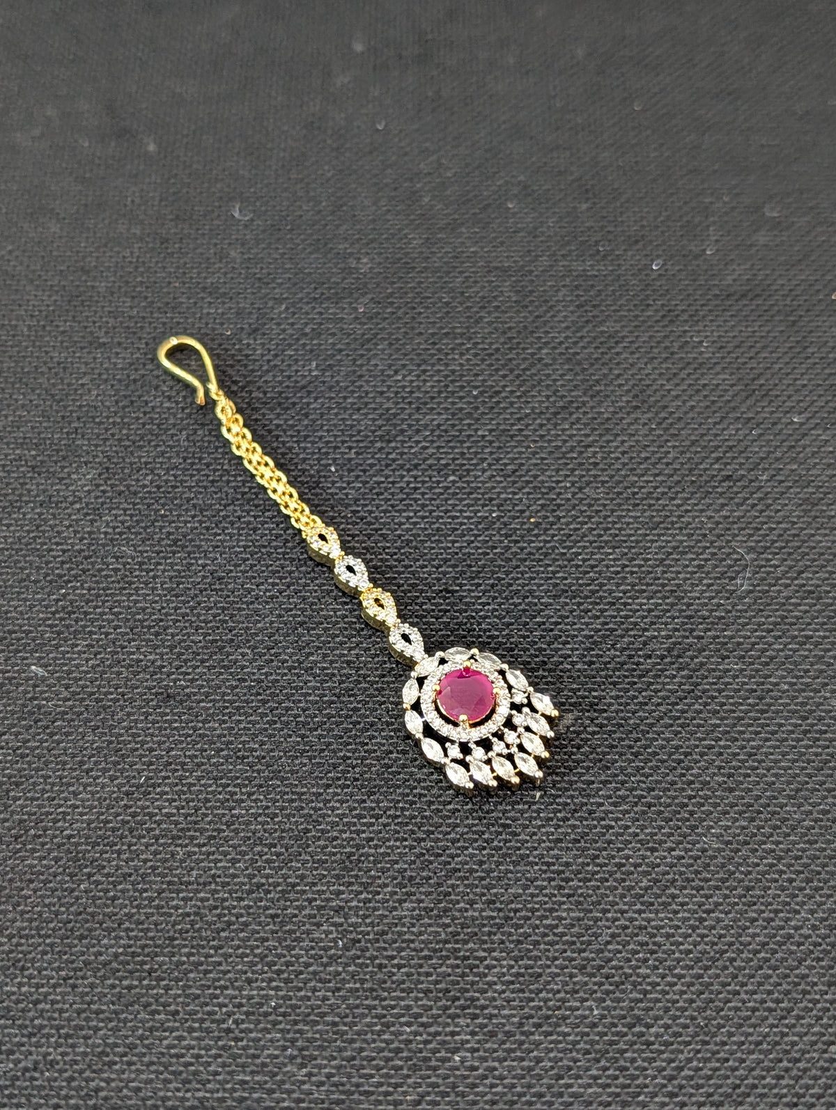 Dual tone gold plated CZ Round Tikka