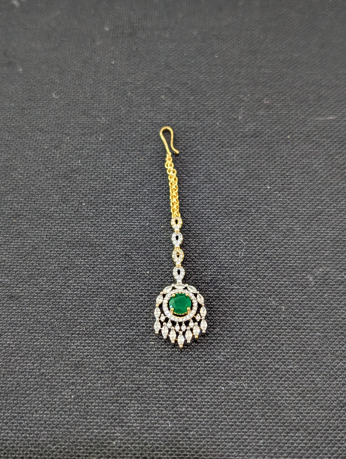 Dual tone gold plated CZ Round Tikka