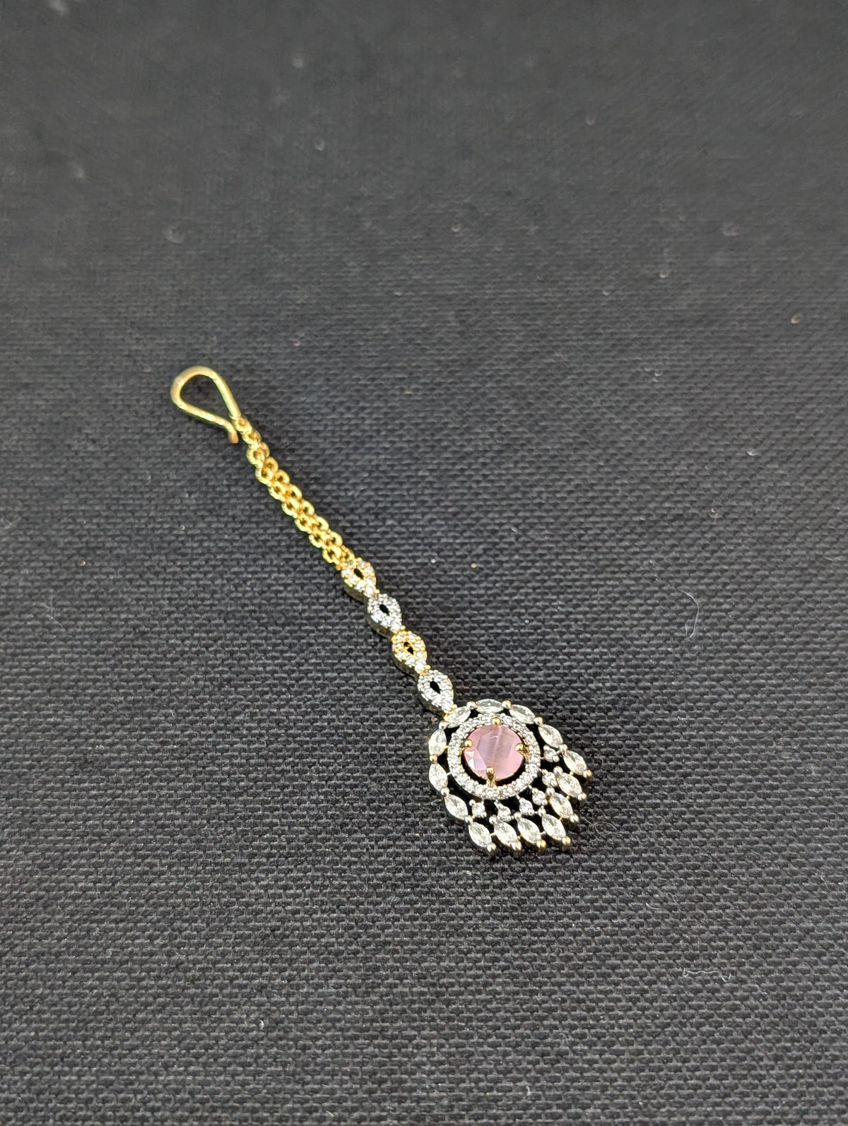 Dual tone gold plated CZ Round Tikka