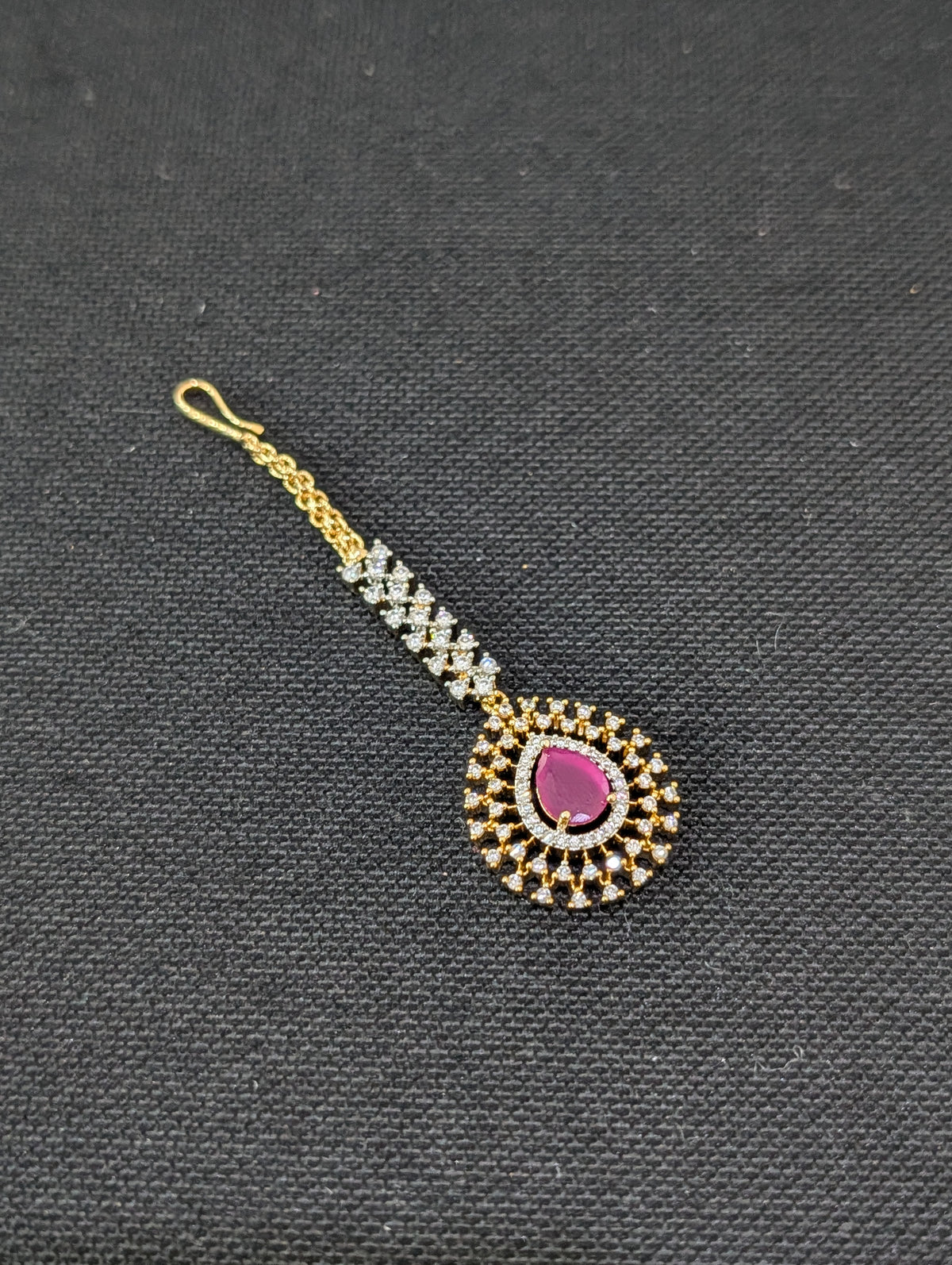 Dual tone gold plated CZ Teardrop Tikka