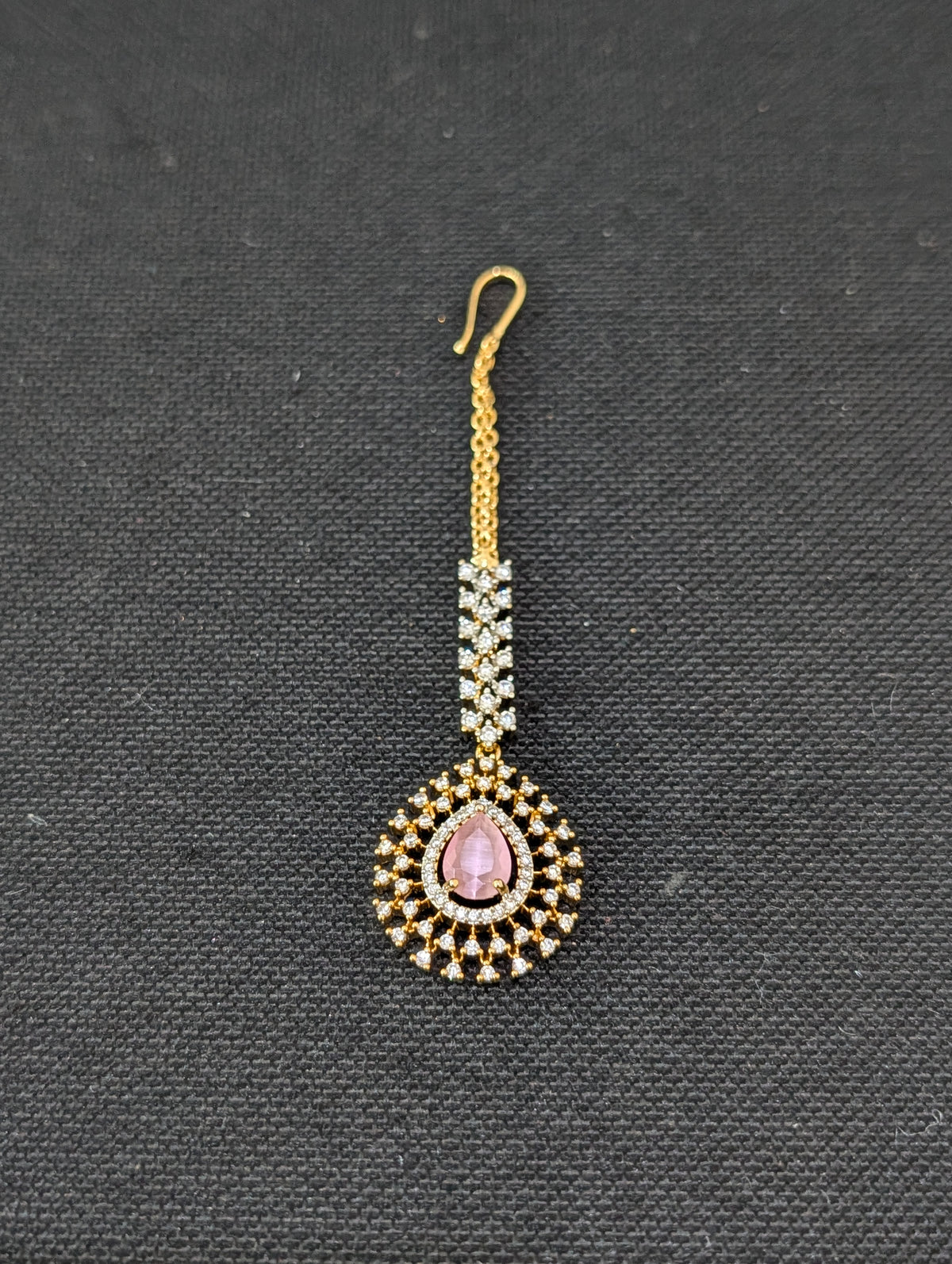 Dual tone gold plated CZ Teardrop Tikka