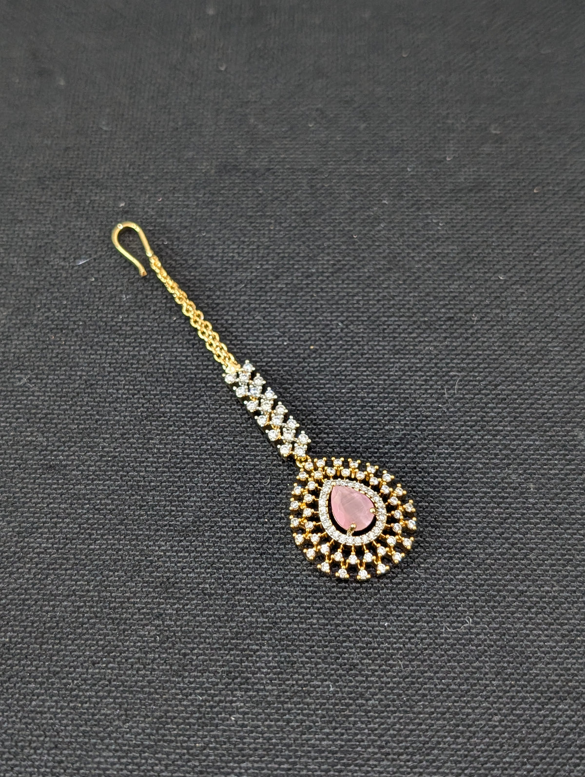 Dual tone gold plated CZ Teardrop Tikka