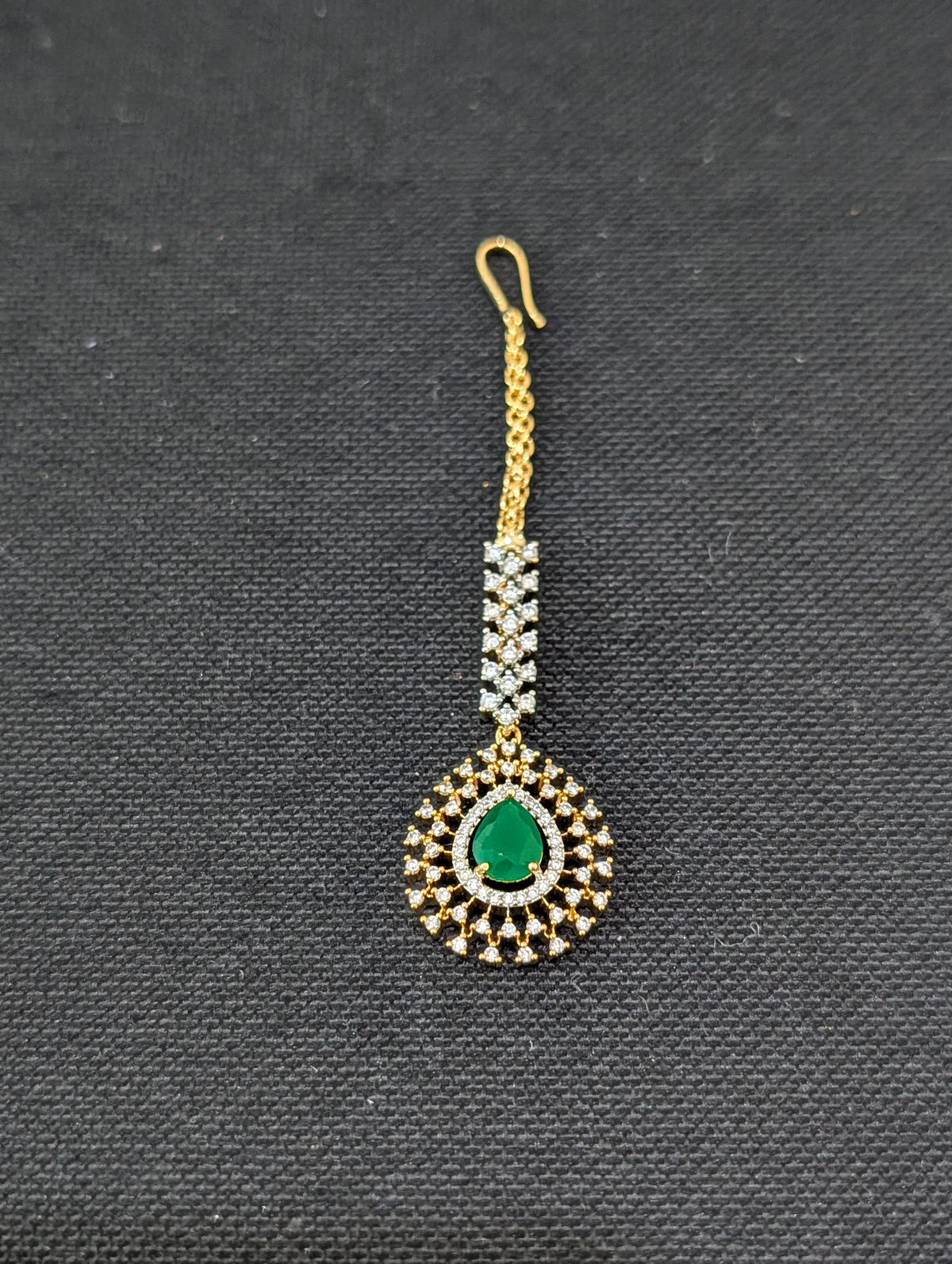 Dual tone gold plated CZ Teardrop Tikka
