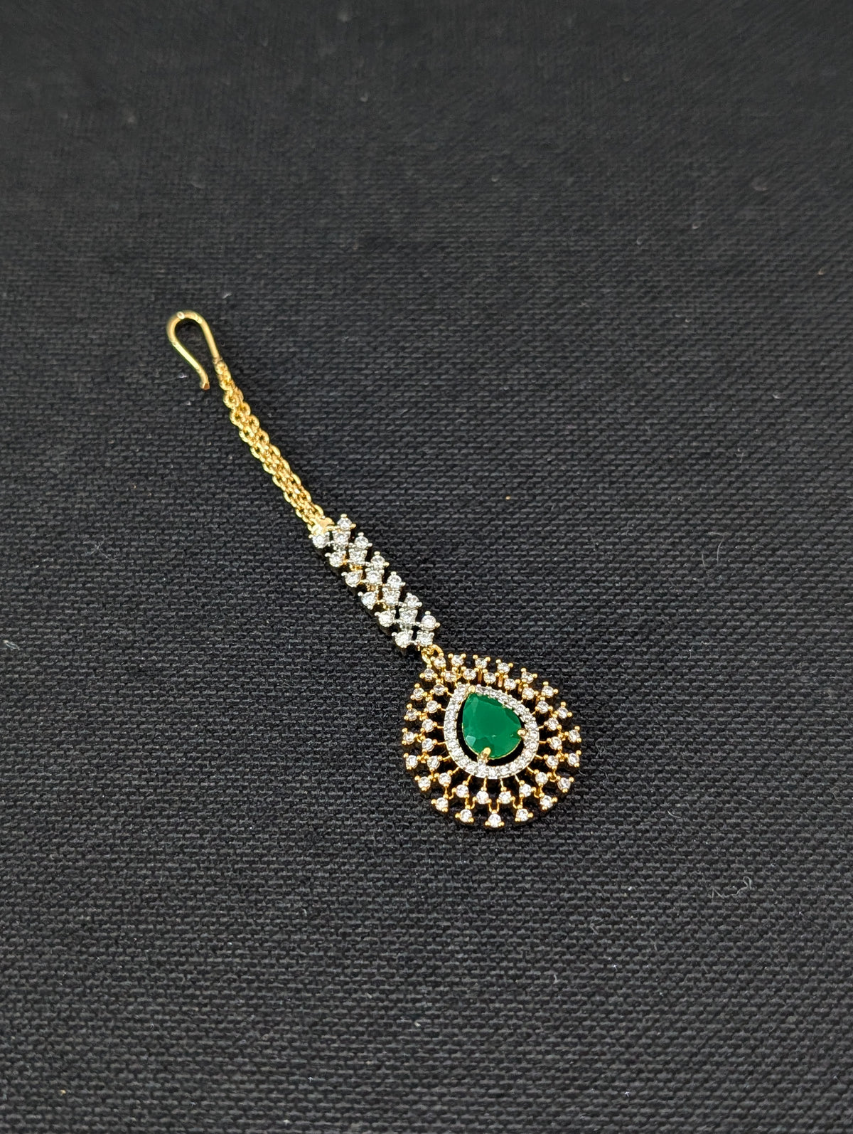 Dual tone gold plated CZ Teardrop Tikka