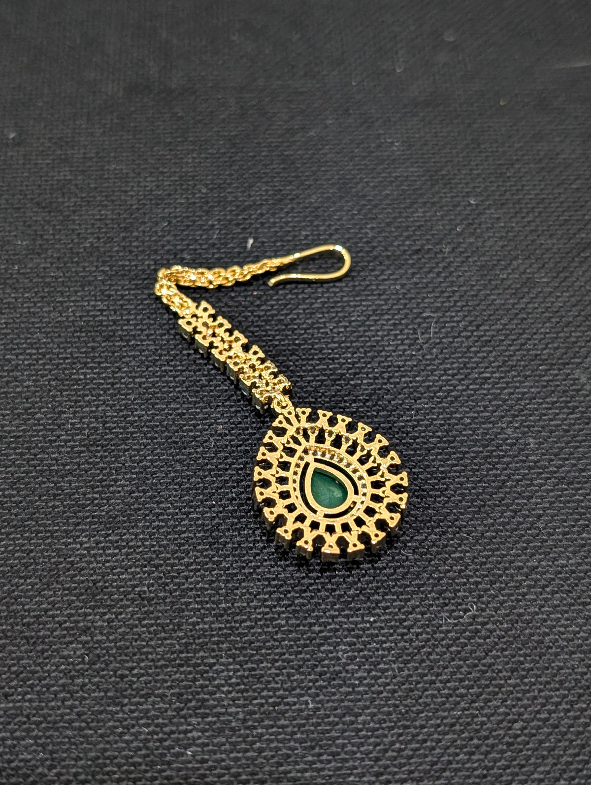 Dual tone gold plated CZ Teardrop Tikka