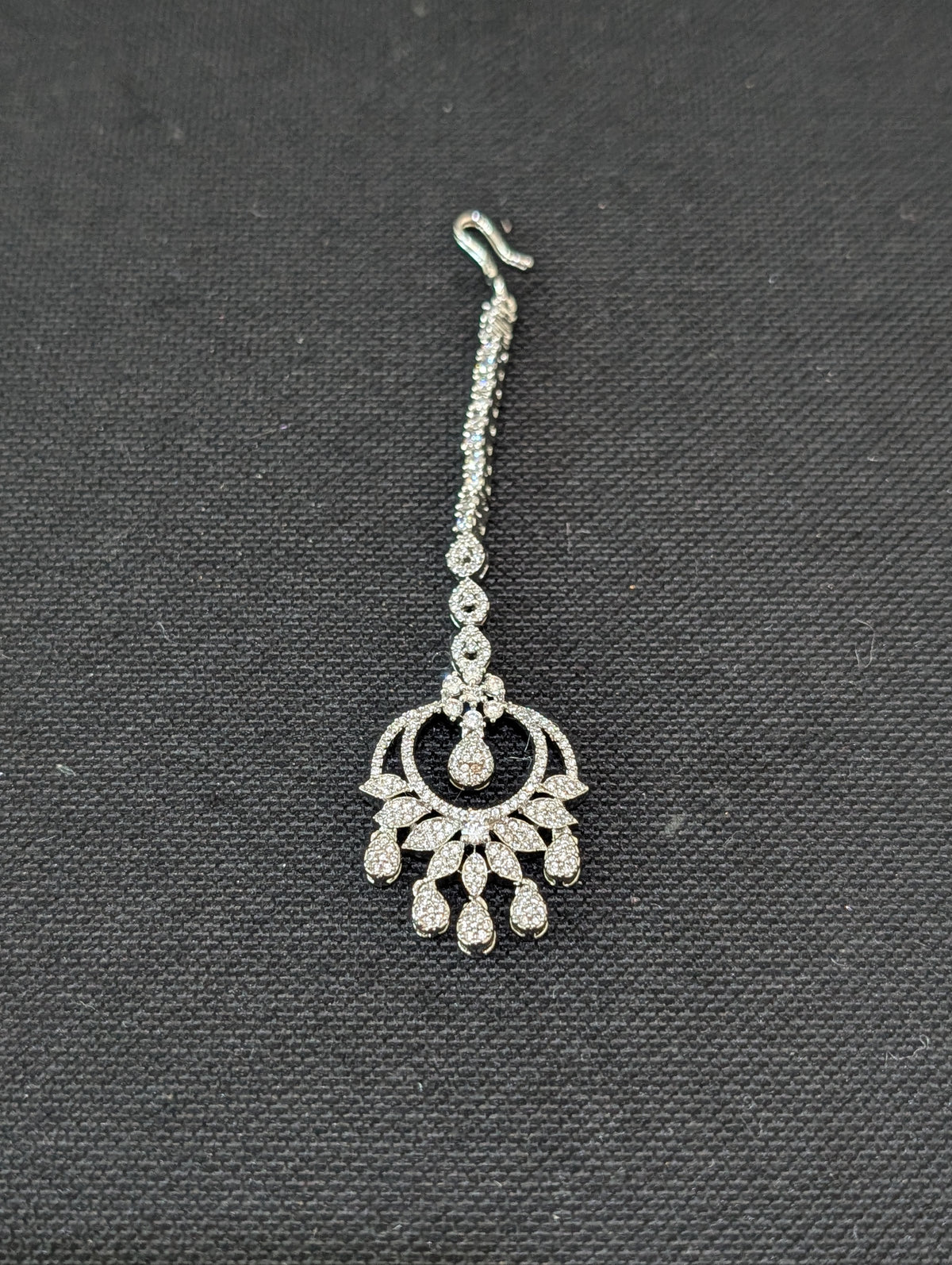 White CZ Diamond look chandbali Tikka