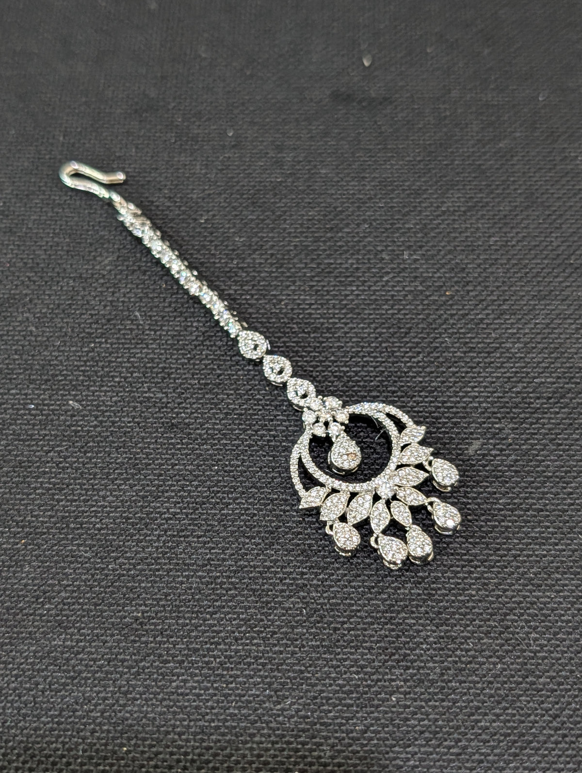 White CZ Diamond look chandbali Tikka